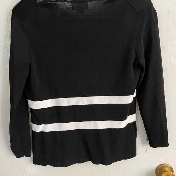 Ann Taylor Loft Black & White Front Bow Tie Cardigan Sweater - S/P - Picture 3 of 3